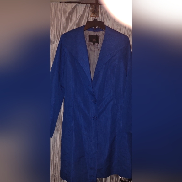 Mossimo Electric blue long dress coat missing a button - Picture 2 of 9